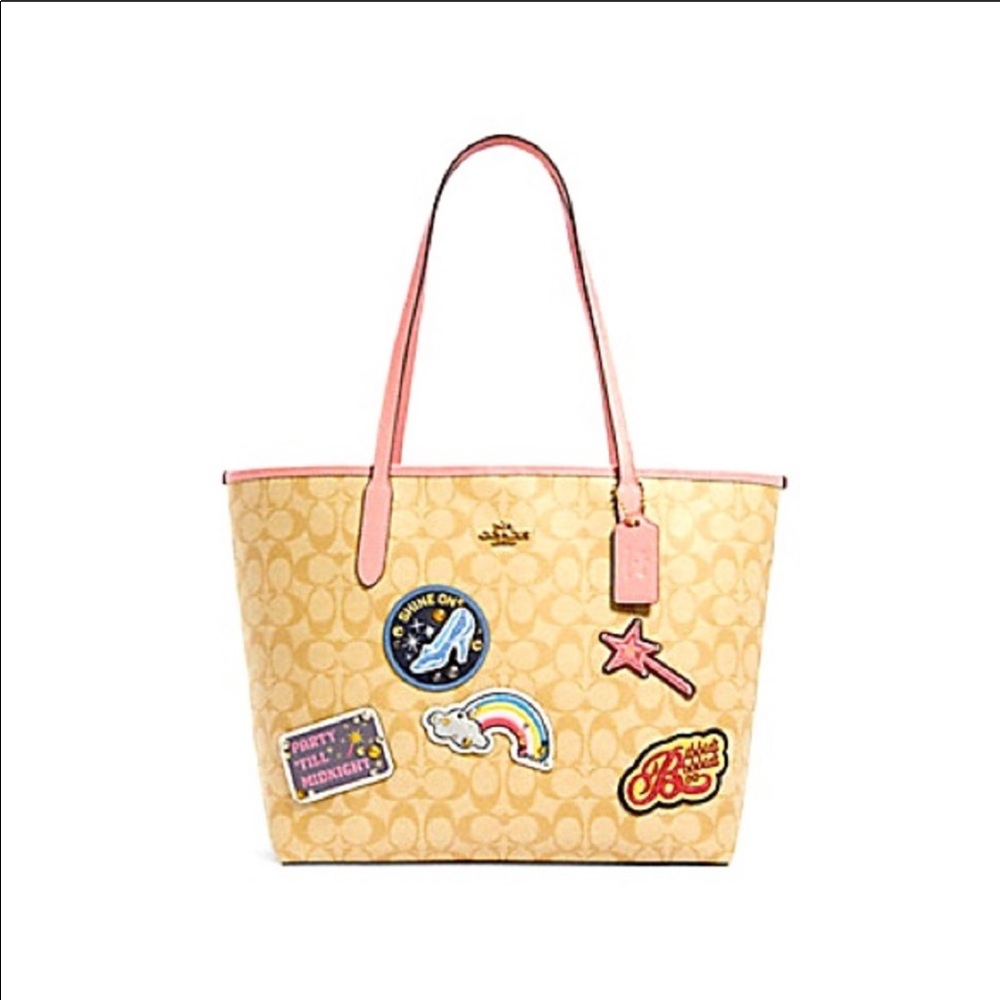 Coach Disney Tote In Signature Canvas With Patches